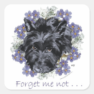 Adesivo Quadrado Scottish Terrier Forget-Me-Not