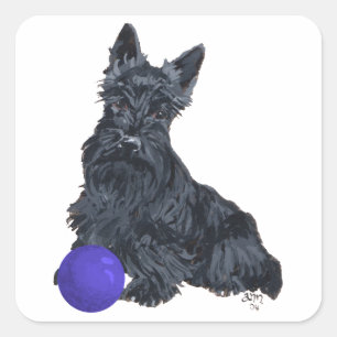 Adesivo Quadrado Scottish Terrier Play Comigo!