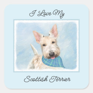 Adesivo Quadrado Scottish Terrier Wheaten Dog Painting
