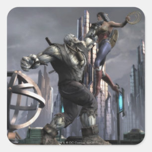 Adesivo Quadrado Screenshot: Grundy contra a mulher maravilha