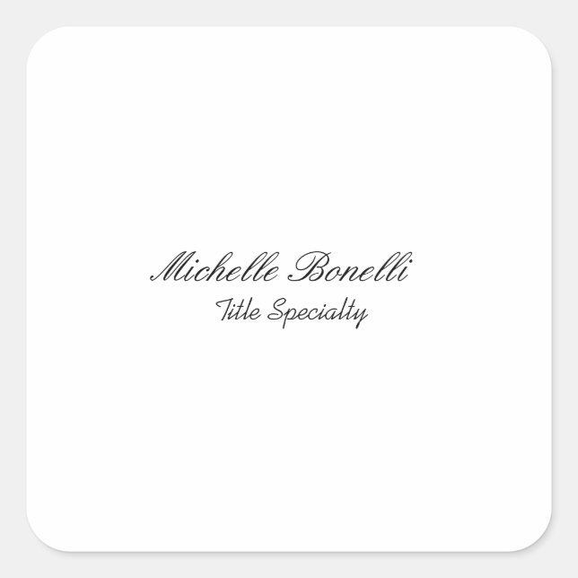 Adesivo Quadrado Script Classy Na moda adicione seu nome (Frente)