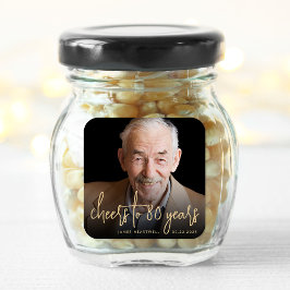 Adesivo Quadrado Script Dourado de saudação de fotos da Festa de an