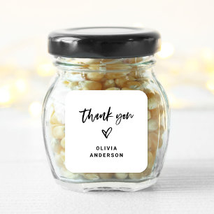 Adesivo Quadrado Script e Coração Casual Branding Obrigado