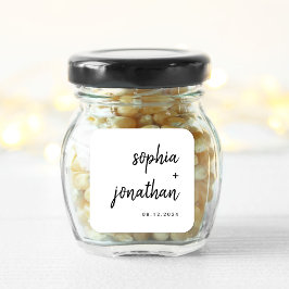 Adesivo Quadrado Script Minimalista Moderno | Casamento Negro e Bra