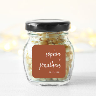 Adesivo Quadrado Script Minimalista Moderno Terracotta Casamento