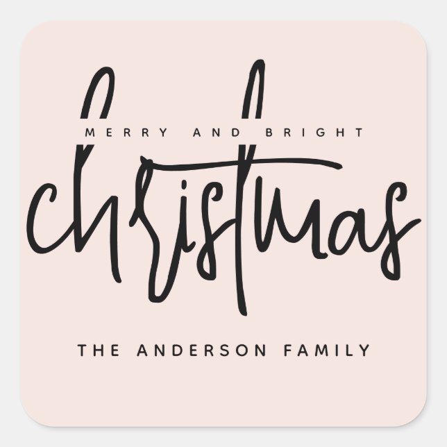 Adesivo Quadrado Script simples de Feliz moderna e Bright Christmas (Frente)