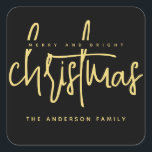 Adesivo Quadrado Script simples de Feliz moderna e Bright Christmas<br><div class="desc">Script simples de Feliz moderna e Bright Christmas</div>