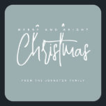 Adesivo Quadrado Script simples de Feliz moderna e Bright Christmas<br><div class="desc">Script simples de Feliz moderna e Bright Christmas</div>