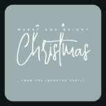 Adesivo Quadrado Script simples de Feliz moderna e Bright Christmas<br><div class="desc">Script simples de Feliz moderna e Bright Christmas</div>