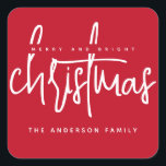 Adesivo Quadrado Script simples de Feliz moderna e Bright Christmas<br><div class="desc">Script simples de Feliz moderna e Bright Christmas</div>