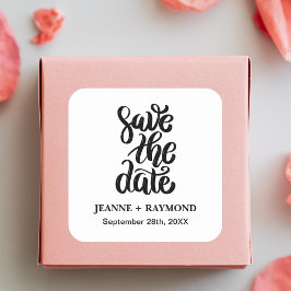 Adesivo Quadrado Script Simples e Elegante Save The Date Casamento