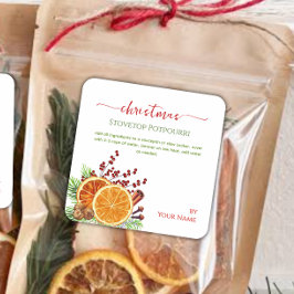 Adesivo Quadrado Script Stovetop Natal Simmering Potpourri