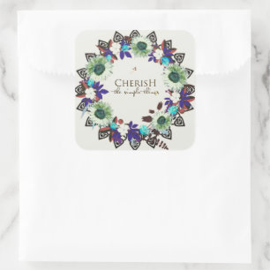 Adesivo Quadrado Script Verso Reino de Mensagem Espiritual