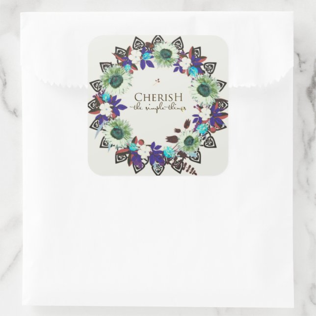 Adesivo Quadrado Script Verso Reino de Mensagem Espiritual (Bolsa)