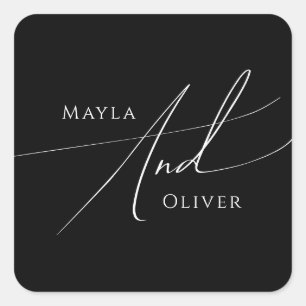 Adesivo Quadrado Script Whimsical Focos de Envelope de Casamento
