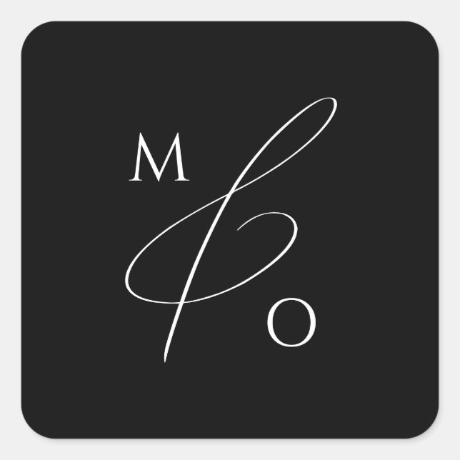 Adesivo Quadrado Script Whimsical | Selo de Envelope Monograma Pret (Frente)