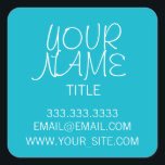 Adesivo Quadrado Scuba Blue Freehand Simples<br><div class="desc">Legal,  elegante e design mínimo. Azul e branco.</div>