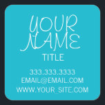 Adesivo Quadrado Scuba Blue Freehand Simples<br><div class="desc">Legal, elegante e design mínimo. Azul e branco.</div>