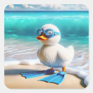 Adesivo Quadrado Scuba Diver Ducking