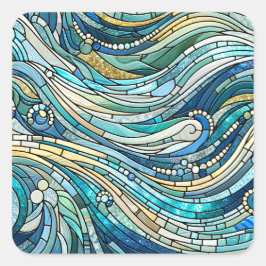 Adesivo Quadrado Sea of Waves Teal Mosaic Fine Art