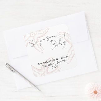 Adesivo Quadrado Sea You Soon Baby Shower Favor