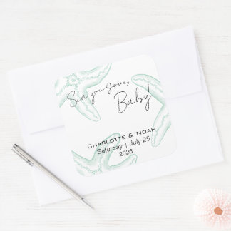 Adesivo Quadrado Sea You Soon Baby Shower Favor