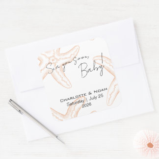 Adesivo Quadrado Sea You Soon Baby Shower Favor