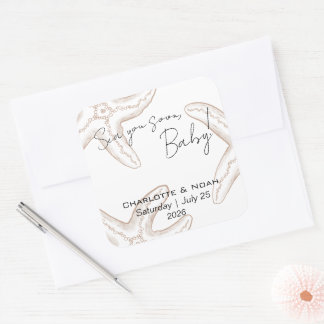 Adesivo Quadrado Sea You Soon Baby Shower Favor