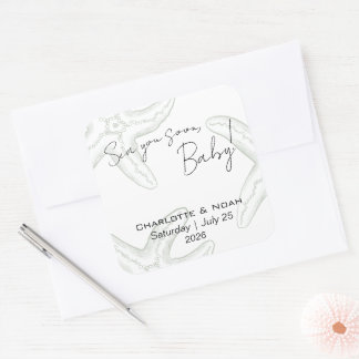 Adesivo Quadrado Sea You Soon Baby Shower Favor