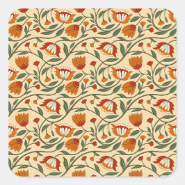 Adesivo Quadrado Seamless floral pattern in beige background