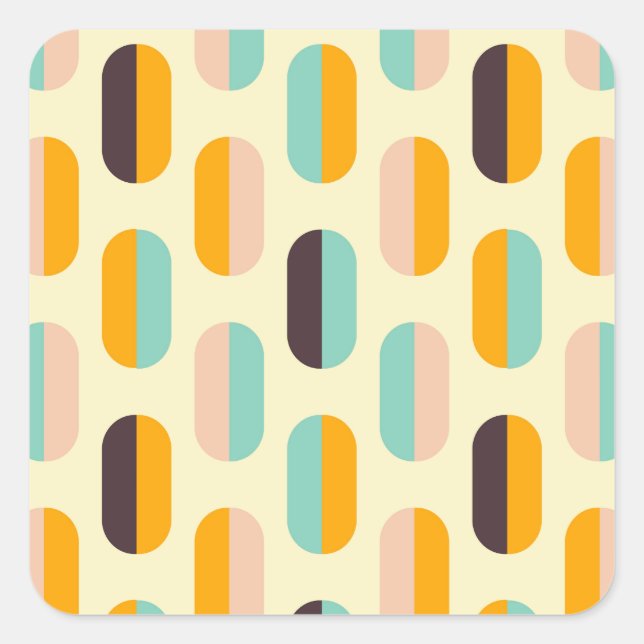 Adesivo Quadrado Seamless geometric pattern in retro vibes (Frente)