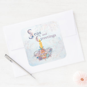 Adesivo Quadrado Seas e Saudações Seashells Sticker Quadrado