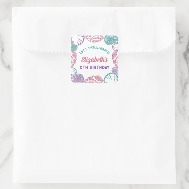 Adesivo Quadrado Seashell Girls Birthday (Bolsa)