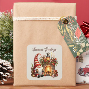 Adesivo Quadrado Seasons saúda gnomo de Natal