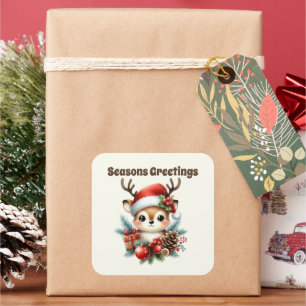 Adesivo Quadrado Seasons Saudações rena Natal