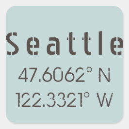 Adesivo Quadrado Seattle Latitude e Longitude