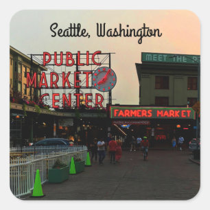 Adesivo Quadrado Seattle Public Market Center #1 Stickers