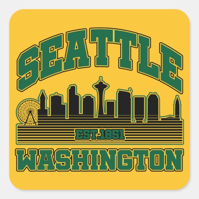 Adesivo Quadrado Seattle, Washington (Frente)