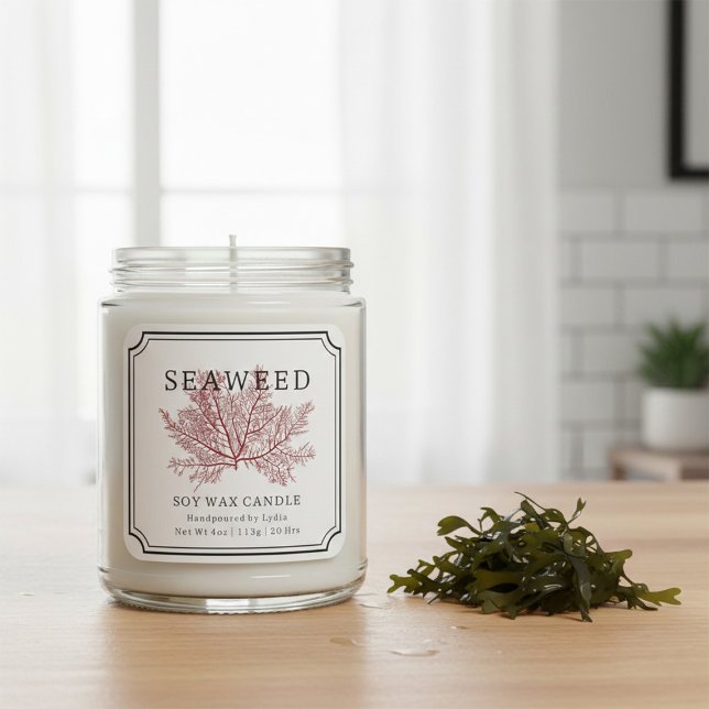Adesivo Quadrado Seaweed Soy Wax Candle Label (Criador carregado)