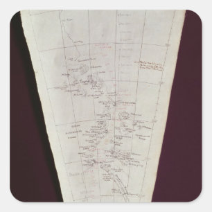 Adesivo Quadrado Seção do mapa da ilha de Ross a pólo sul