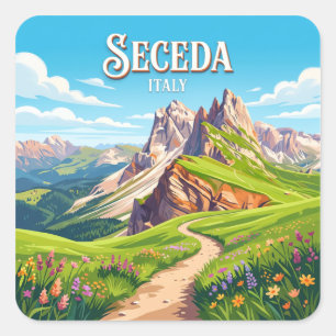 Adesivo Quadrado Seceda Ortisei Itália