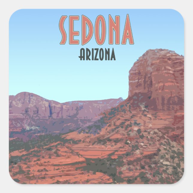 Adesivo Quadrado Sedona Arizona Bell Rock Canyon Vintage (Frente)