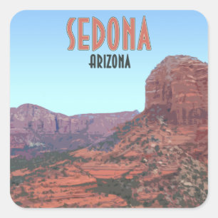 Adesivo Quadrado Sedona Arizona Bell Rock Canyon Vintage