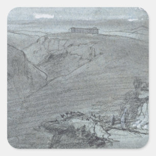 Adesivo Quadrado Segesta, das "vistas de Sicília" (giz & gouache o