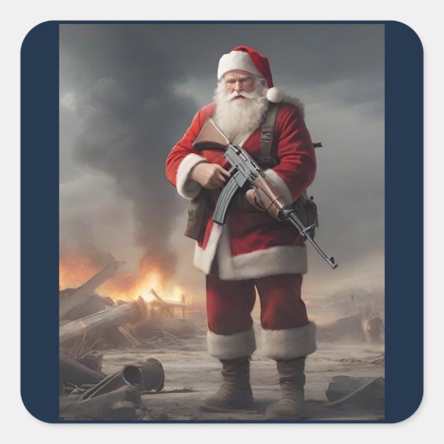 Adesivo Quadrado Segunda Emenda Papais noeis Engraçado Natal (Frente)