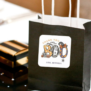 Adesivo Quadrado Segundo aniversário de Halloween Obrigado