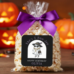 Adesivo Quadrado Segundo aniversário do Halloween - Fantasma Dois B