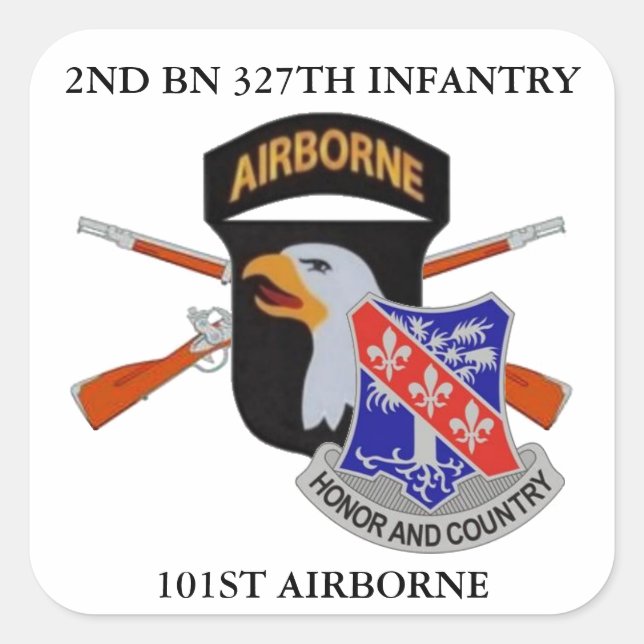 ADESIVO QUADRADO SEGUNDO BN 327TH INFANTRY 101RUAS AERONAVES (Frente)