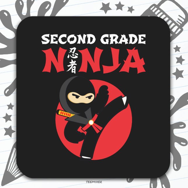 Adesivo Quadrado segundo Grau Ninja Chute Primeiro Dia De Volta À E (Criador carregado)