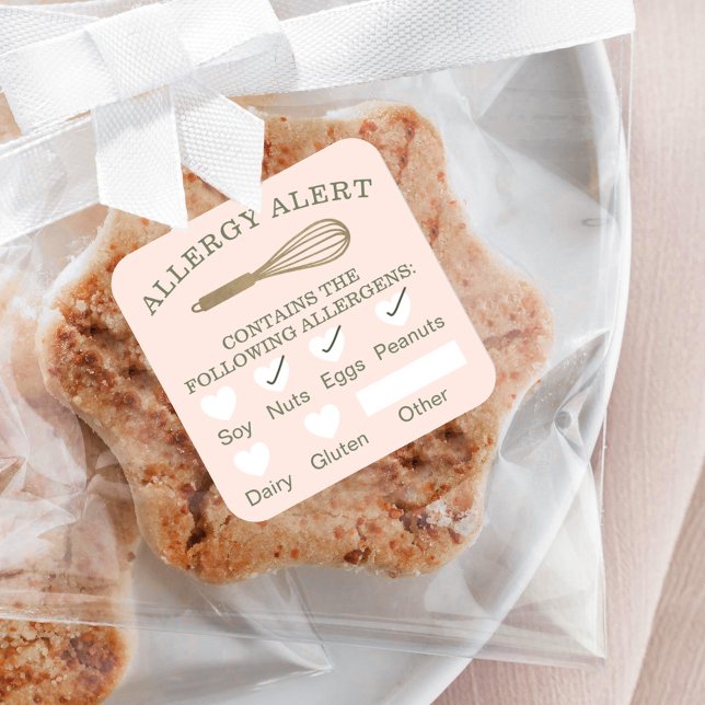 Adesivo Quadrado Segurança comida Alerta de Alergia Dourada Panific (Criador carregado)